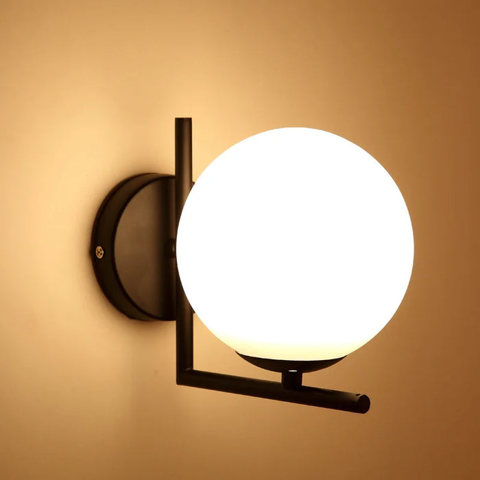 Modern Minimalist LED Wall Lamp – European Style Glass Wall Sconce for Living Room, Bedroom, and Bedside