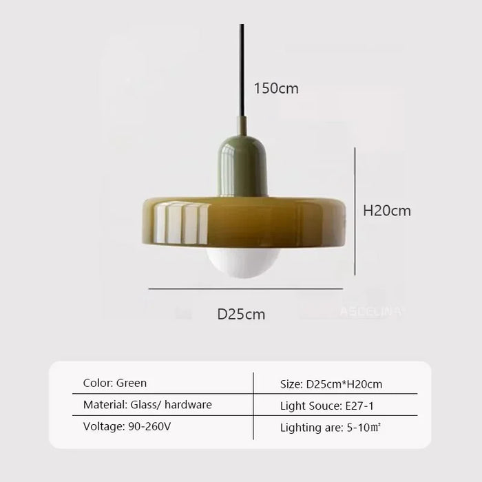 LED Medieval Glass Pendant Light – Candy Color Single Head Lamp for Living Room, Bedroom, and Dining Room