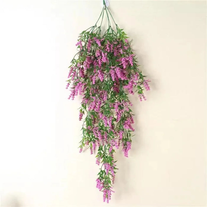 2PCS Artificial Baby's Breath Flowers & Ivy Vine – Faux Lavender Hanging Plants for Wedding, Garden, and Home Decoration