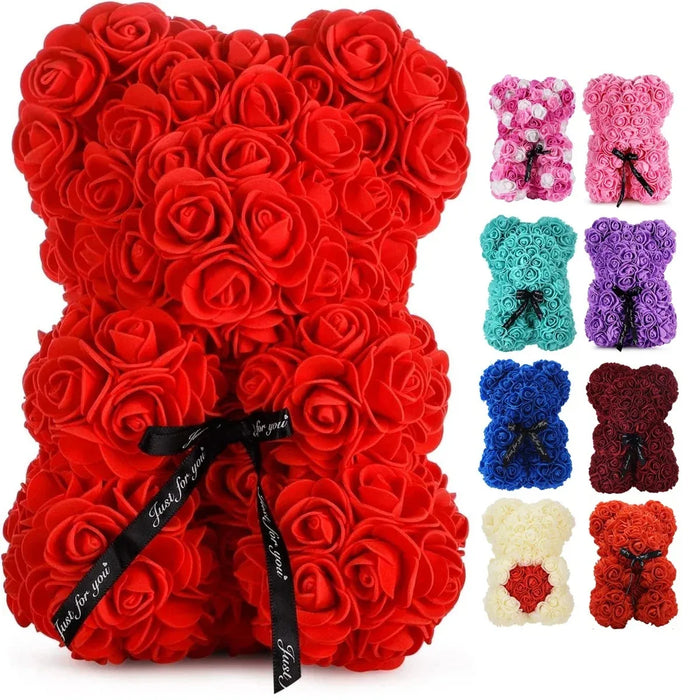 Artificial Rose Teddy Bear – Romantic Home Decor for Valentine's Day, Weddings & Anniversaries (No Box)