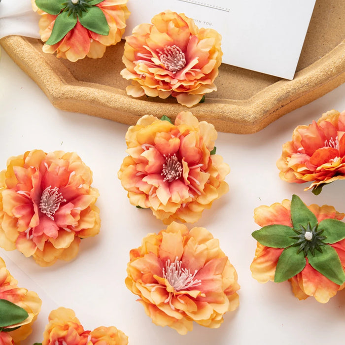 10Pcs Artificial Silk Peony Flowers – DIY Craft Fake Stamen Heads for Wedding, Home, Valentine’s Day, and Outdoor Décor