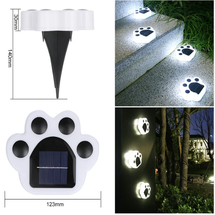 LED Solar Garden Lights – Waterproof Dog & Cat Paw Print Outdoor Pathway Lamp | Solar-Powered Lawn and Garden Decoration