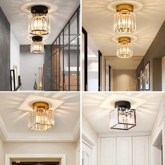 Crystal Ceiling Light – Modern Corridor, Balcony, and Foyer Pendant Lamp for Kitchen and Dining Room – E27 LED Compatible