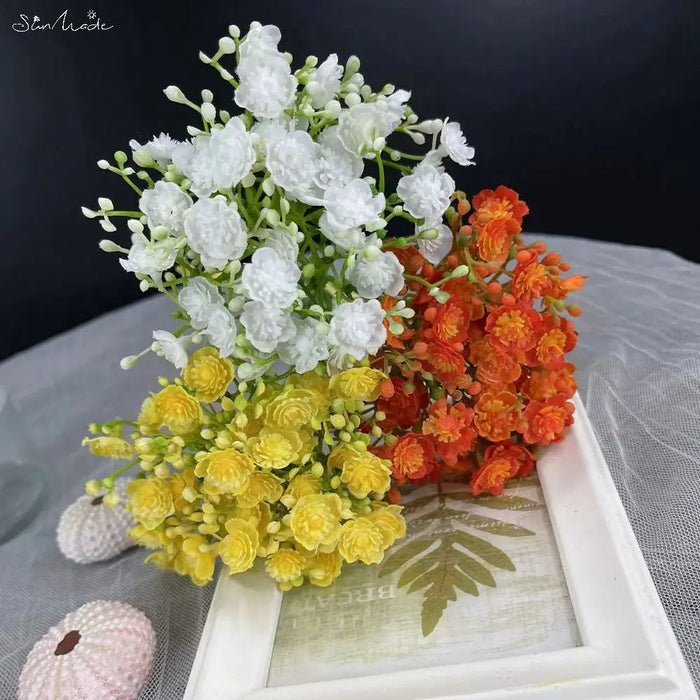 Vivid 6 Pcs/Bundle Babysbreath Artificial Flowers – Multicolor Fake Flower Arrangement for Home, Garden, and Wedding Decor
