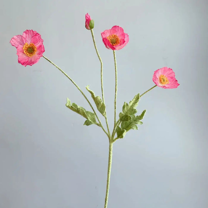 4 Head Artificial Poppy Flowers Bouquet – Silk Fake Flowers for Home Decor, Garden, Wedding, and Party Decoration