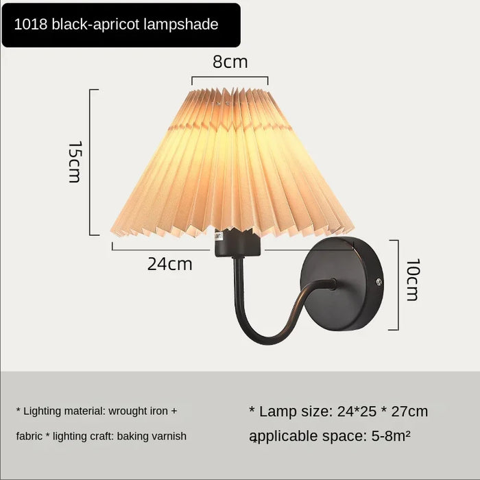 Retro LED Wall Lamp – Nordic E27 Pleated Fan-Shaped Wall Light for Bedroom, Study, Living Room, and Interior Decoration (AC85-265V)