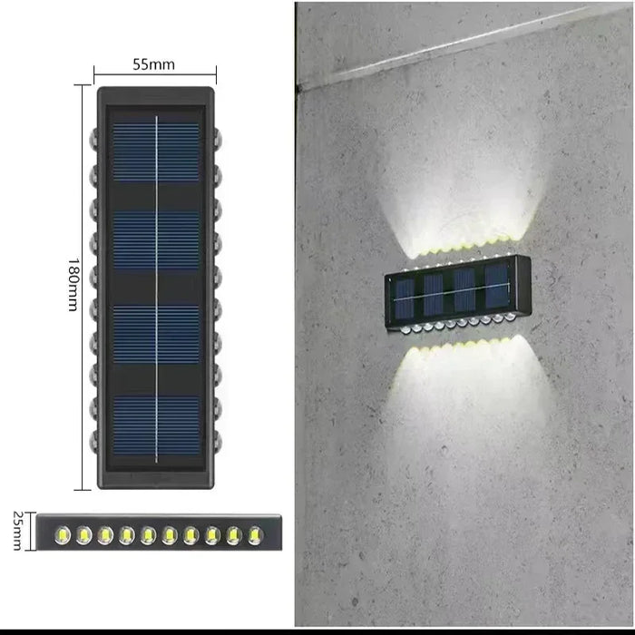 Solar Wall Lights Outdoor – Up and Down LED Light, Waterproof, Solar-Powered, Modern Porch Lamp for Garden, Balcony, Patio, and Landscape