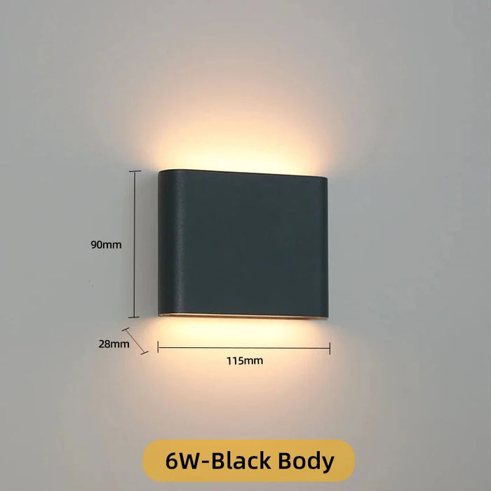 Aluminum LED Wall Lamp – IP65 Waterproof Up and Down Wall Light for Outdoor and Indoor Use, 6W/12W for Garden, Porch, Living Room, Stairs, and Corridor Lighting (Warm/White Light)