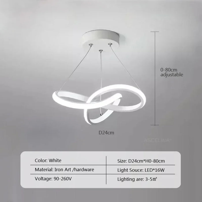 Modern LED Line Pendant Light – 24/30cm Aluminum Hanging Lamp for Entrance, Living Room, and Restaurant Indoor Lighting