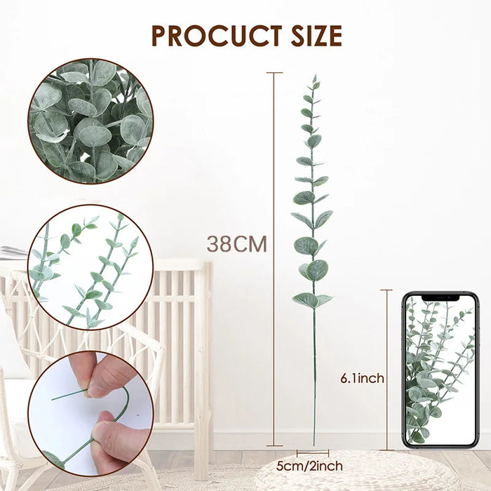 20 Pcs Artificial Eucalyptus Stems – Green Eucalyptus Branches for Wedding Centerpieces, Christmas, and Home Decor