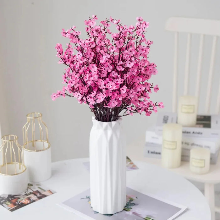 Cherry Blossoms Artificial Flowers Baby's Breath Gypsophila – Faux Silk Flowers for Wedding & Home Vase Decoration