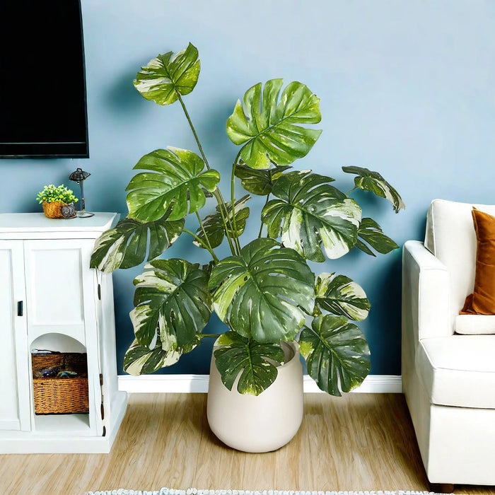 Artificial Monstera Plant – 65/100cm Faux Plastic Palm Leaves Branch for Home, Office, and Party Decoration