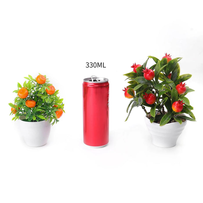 Artificial Bonsai Tree – Potted Orange Pomegranate & Chili Fruit Miniature Plant for Home and Table Decoration