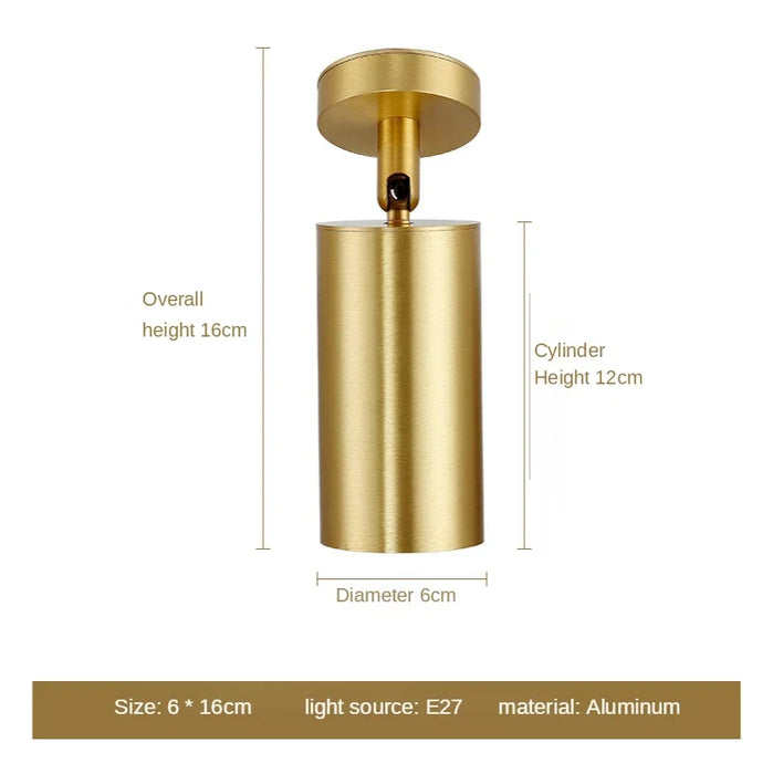 Modern Gold Spotlight Ceiling Light – Nordic Minimalist E27 LED Fixture for Living Room, Bedroom, and Kitchen