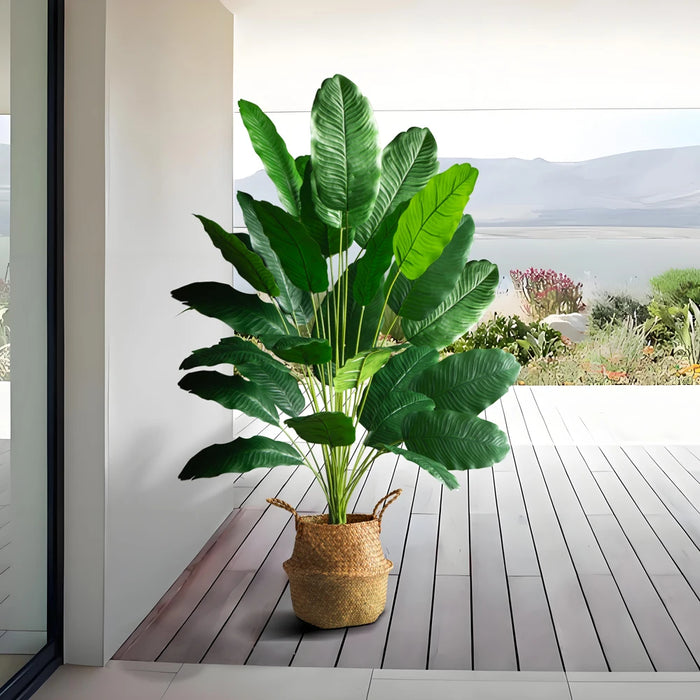 85-115cm Large Artificial Bird of Paradise Tree – Tropical Fake Banana Leaves & Palm Plant for Home and Garden Decor