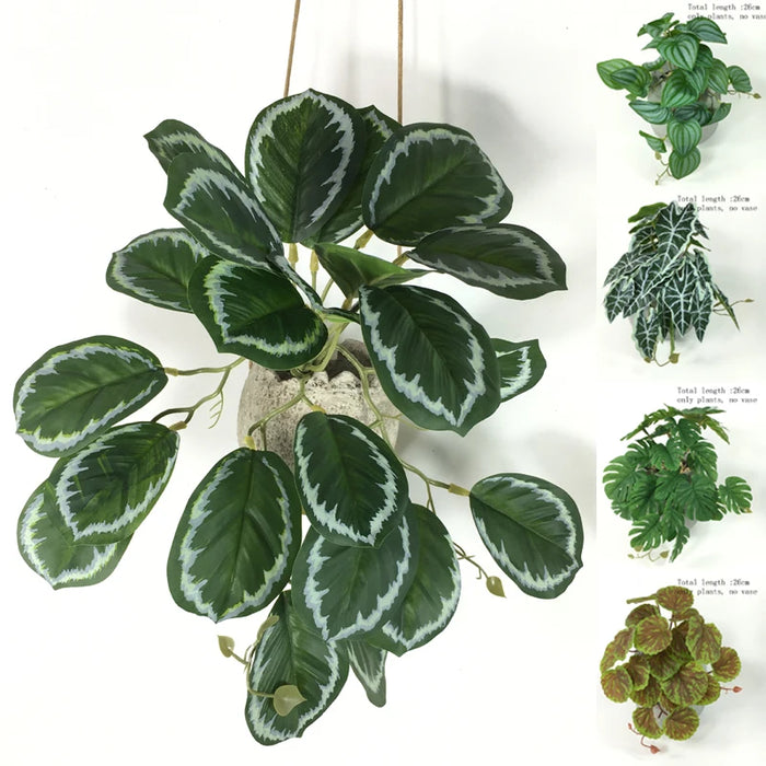 Artificial Turtle Back Leaf Vine – Realistic Rattan Potted Ornament for Home, Wedding, and Garden Decor