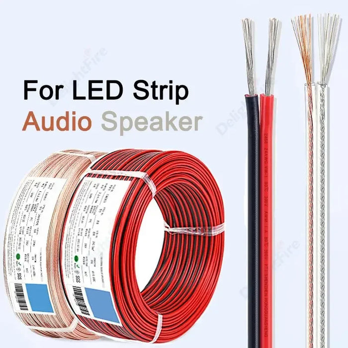 2 Pin Electrical Extension Cable – 22/20/18 AWG Tinned Copper Wire for LED Strips, Speaker & 12V JST SM Connectors