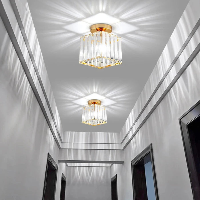 Crystal Ceiling Light – Modern Corridor, Balcony, and Foyer Pendant Lamp for Kitchen and Dining Room – E27 LED Compatible