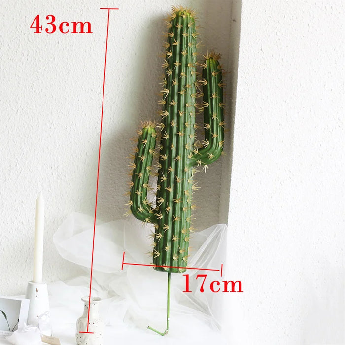 Artificial Cactus Decor – 30-43cm Faux Desert Cactus Plant with 3 Heads for Home, Office, and Wedding Decoration