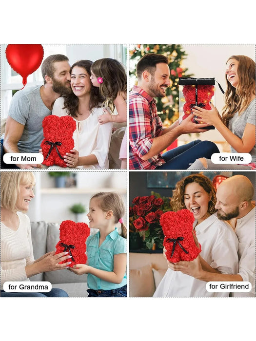 Artificial Rose Teddy Bear – Romantic Home Decor for Valentine's Day, Weddings & Anniversaries (No Box)