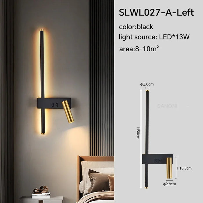 Modern Adjustable LED Wall Sconce – Wall Lamp for Bedroom, Living Room, Sofa, Background Lighting, Home Decor with Luster Finish