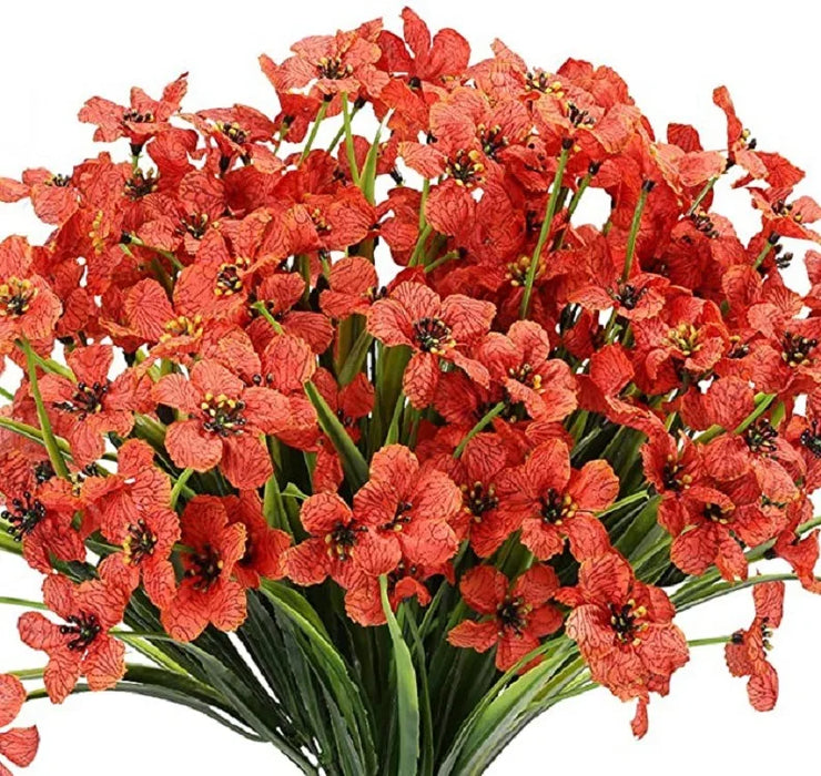 2/6/10 Bundles Outdoor Artificial Flowers – UV Resistant Faux Silk Flowers for Garden, Front Porch, and Outdoor Décor