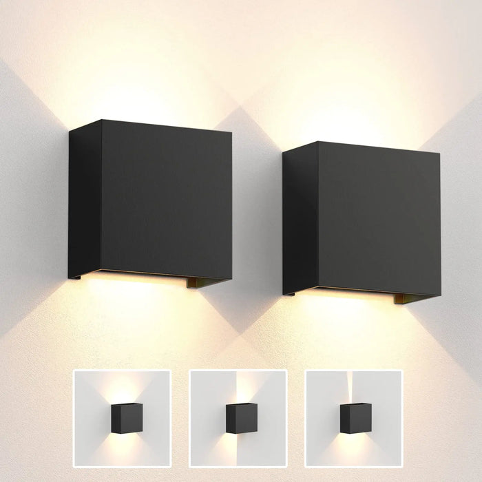 2-Pack LED Wall Sconces – Modern 6W Up & Down Wall Mount Lights, Waterproof IP65 for Living Room, Hallway, Bedroom, Indoor & Outdoor Use