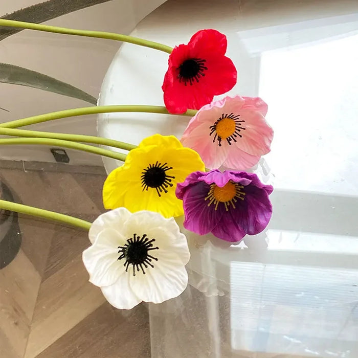 5PCS 29CM Artificial Mini Poppy Flowers – Silk Simulation Poppy Decor for Home, Weddings, and Photography Props