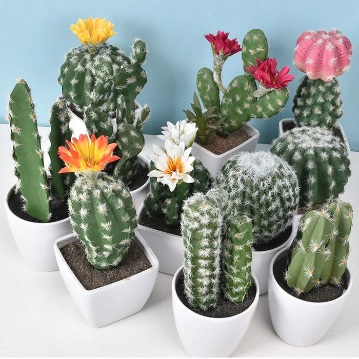 Mini Fake Plastic Cactus Bonsai – Realistic Artificial Succulent Plant for Home, Office, Living Room, and Desk Decor (No Pot)