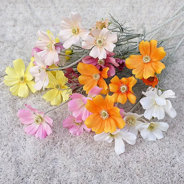 6-Head Artificial Cosmos Flowers – Silk Floral Home Decor for Living Room, Weddings, and Special Events