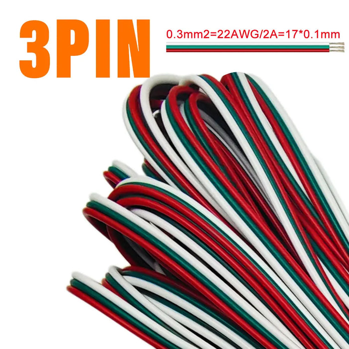 2Pin to 6Pin LED Extension Cable – 1-10m Flexible Electric Wire for WS2812B, WS2811, SK6812, 5050 RGBW LED Strip Light (22AWG, 20AWG, 18AWG)