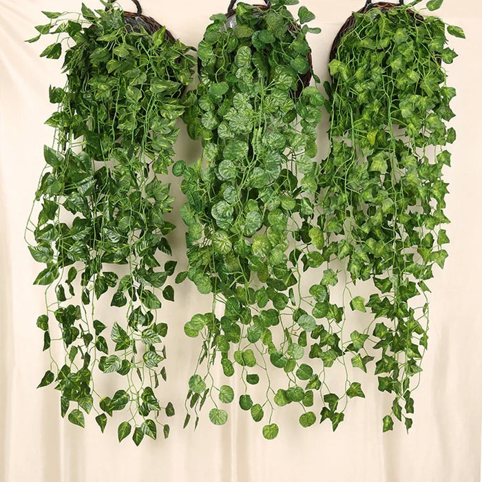 Artificial Green Vine Hanging Plant – Rattan Wall Decoration for Home, Garden, Wedding, and DIY Projects