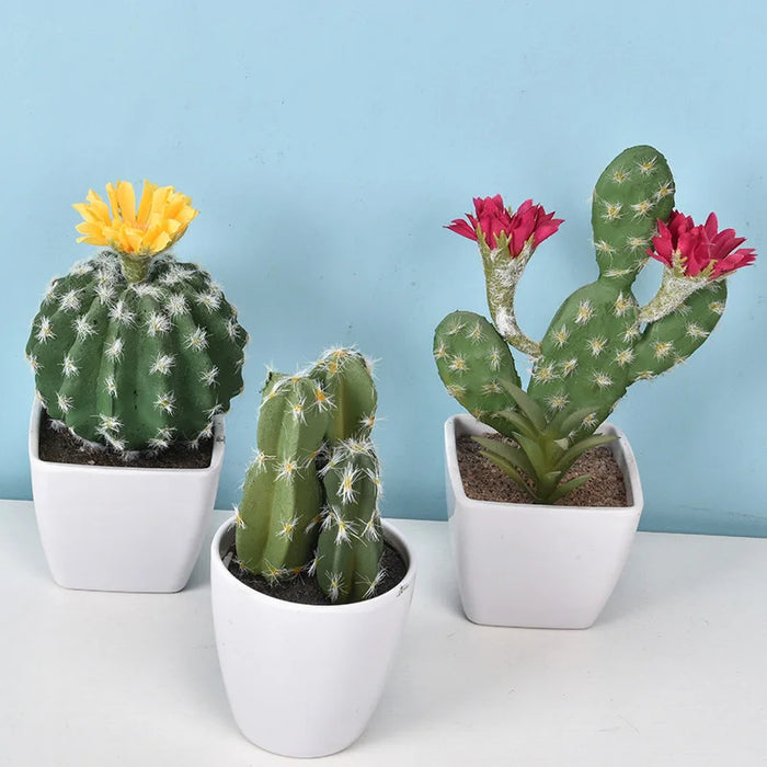Mini Fake Plastic Cactus Bonsai – Realistic Artificial Succulent Plant for Home, Office, Living Room, and Desk Decor (No Pot)