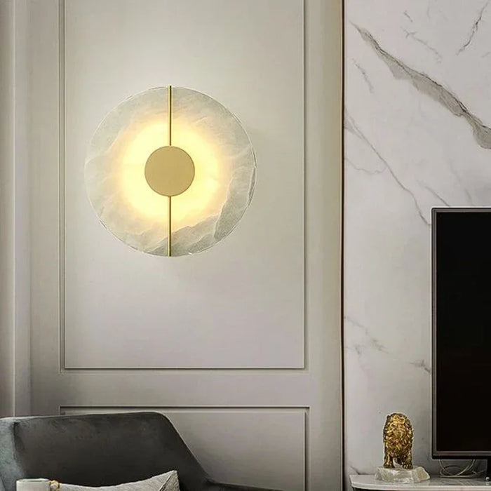 Nordic Modern Marble Wall Lamp – LED Wall Sconce with Gold Copper Finish for Living Room, Bedroom, and Indoor Decor