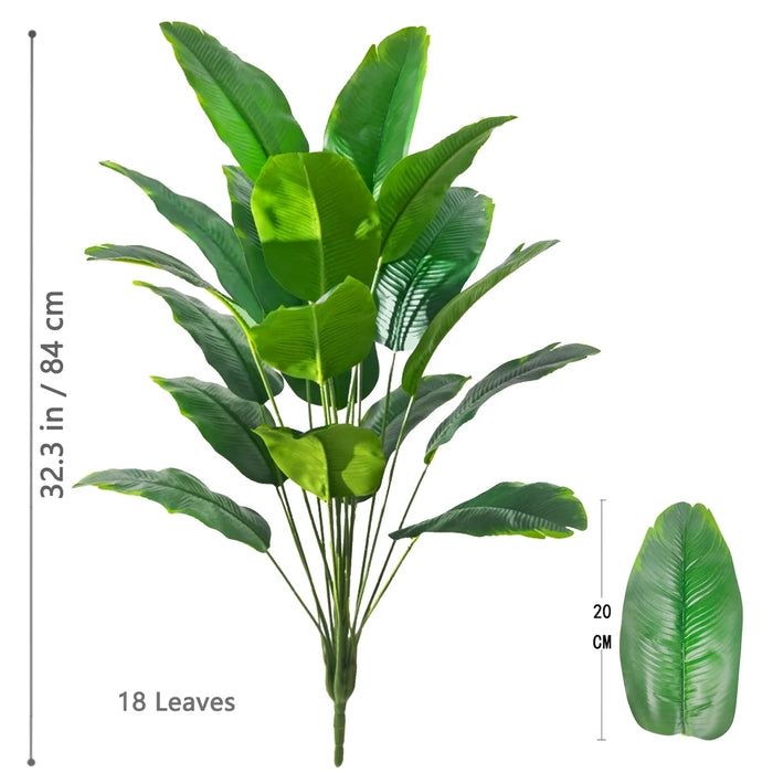 65-125cm Large Artificial Tropical Palm Tree – Real Touch Fake Banana Plant with 24 Leaves for Home, Garden, and Outdoor Decor