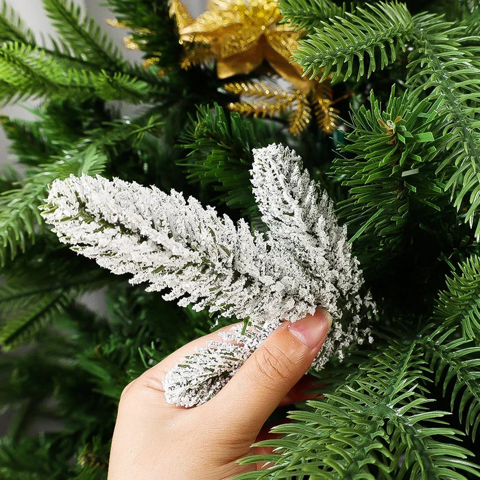 Wholesale Artificial Pine Needle Branches – Snow Frosted Green Fake Plants for DIY Christmas Wreath, Garland, and Home Decor