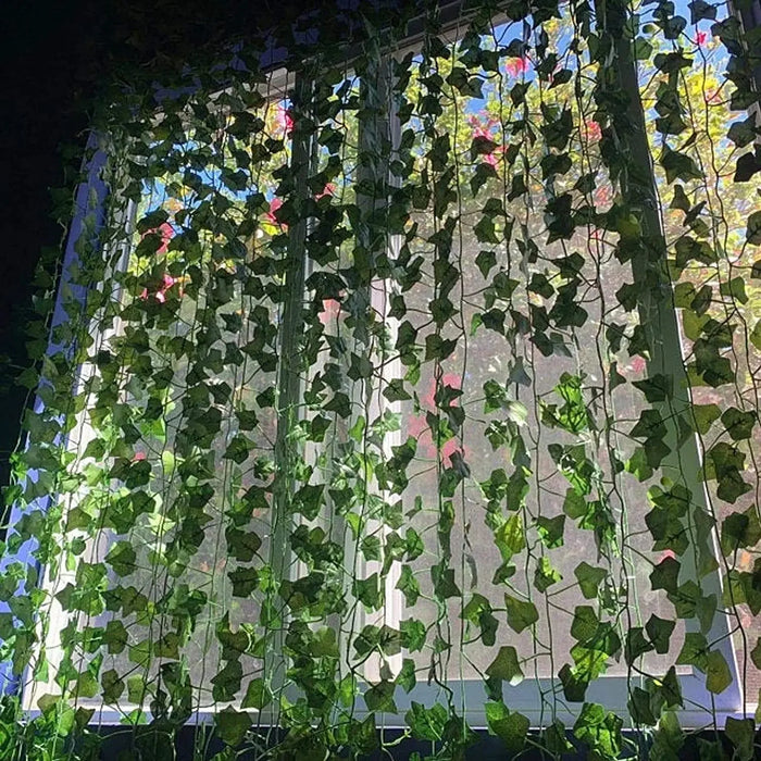 72pcs Artificial Green Ivy Garland – 2.1m Hanging Vine Silk Leaves for Home, Garden, Wedding, and Party Decoration