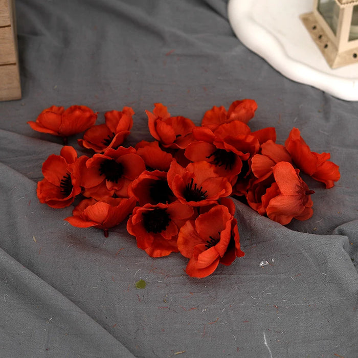 20pcs Silk Artificial Poppy Flower Heads – Perfect for Wedding, Party, Home, Christmas Decoration, and DIY Projects