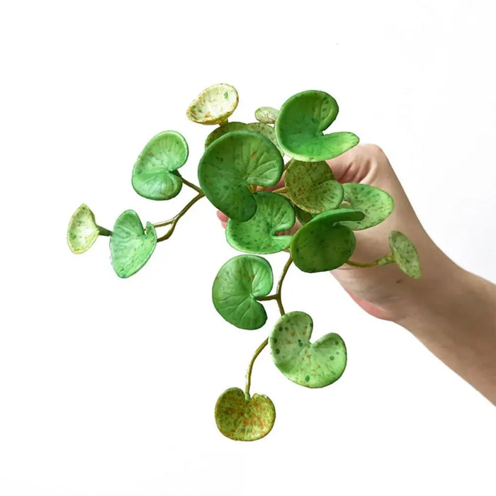 Soft Glue Artificial Green Copper Coin Grass – Faux Succulent Plant Wall Hanging for Home & Office Décor
