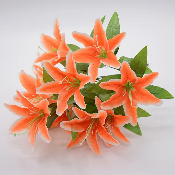 10 Heads Artificial Lily Flower Bouquet – Multicolor Faux Bridal Flowers for Weddings, Parties, and Home Decor – Perfect for Floral Arrangements