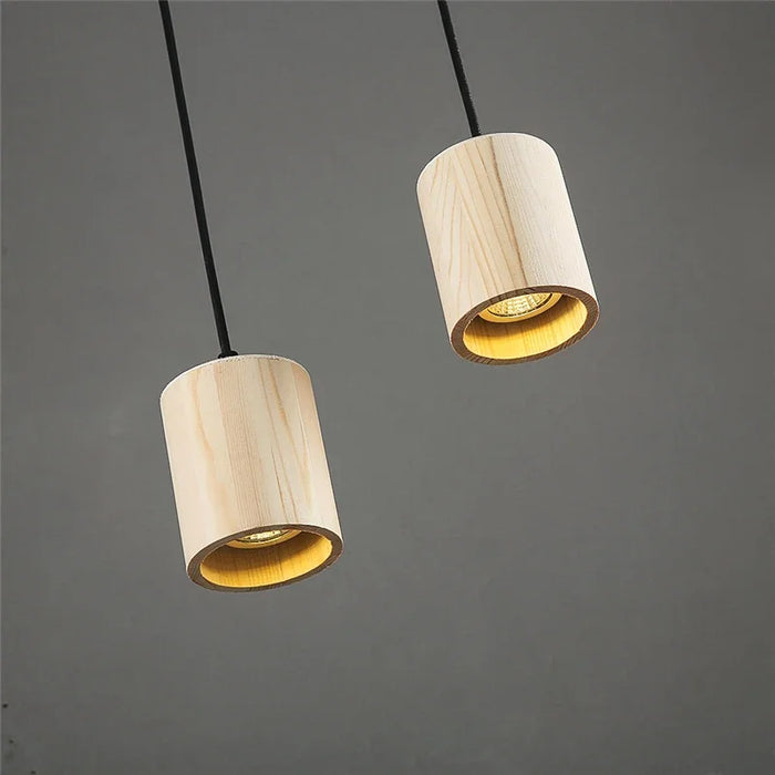 Modern Wooden Pendant Light – Nordic Style Solid Wood Lamp for Living Room, Bedroom, Bar, and Restaurant, E27 Bulb Base