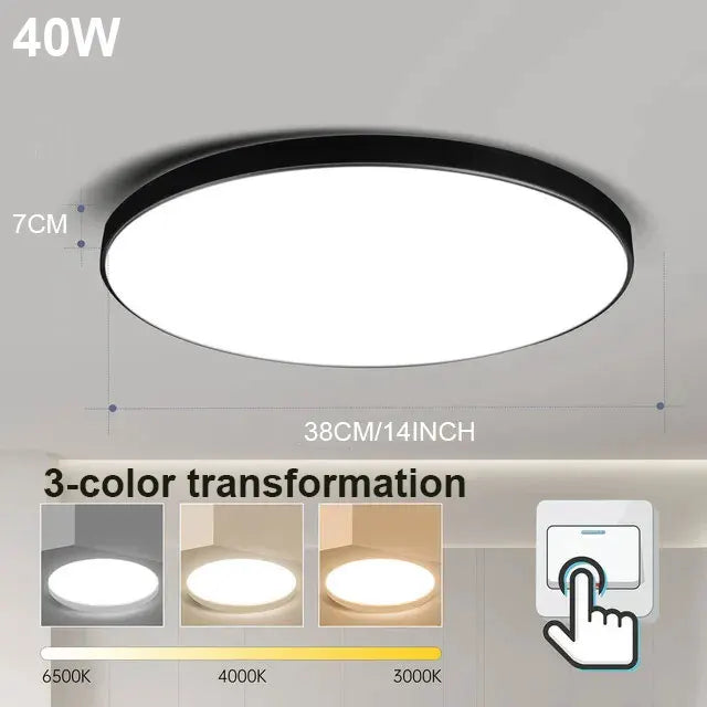 Modern LED Ceiling Lamp – 18W/30W/40W/72W Round Ceiling Light for Living Room, Bedroom, Kitchen, and Bathroom