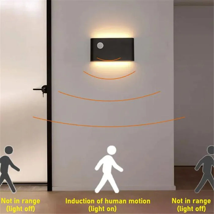 Modern LED Wall Light with Motion Sensor – IP65 Waterproof Outdoor/Indoor Wall Lamp, 12W Aluminum Fixture for Garden, Porch, Hallway