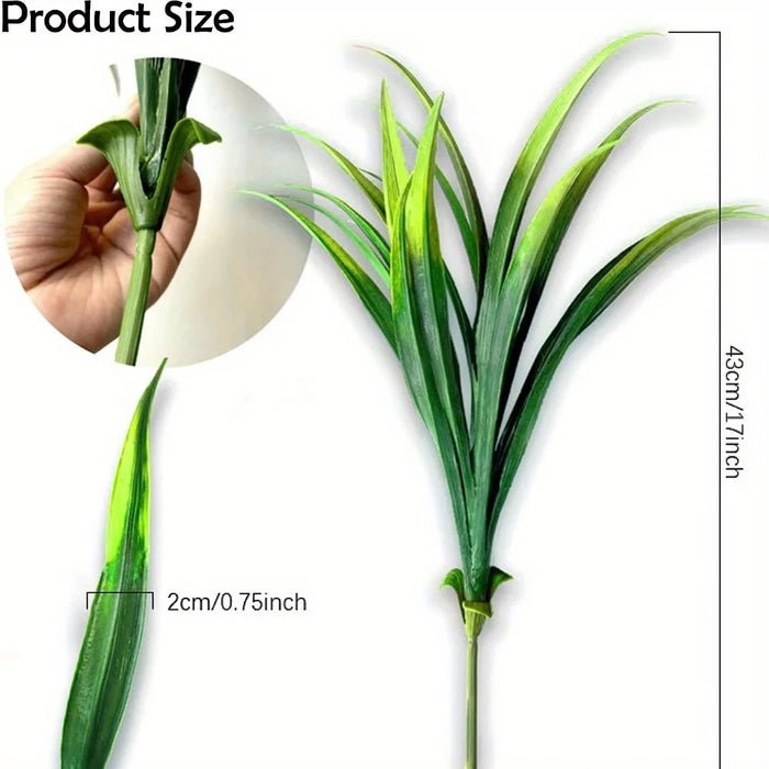 10PCS Simulated Chlorophytum Artificial Plants – Faux Boston Fern Bushes with Plastic Leaves for Outdoor Garden Decoration