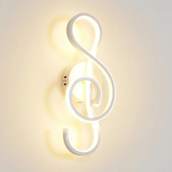 Modern LED Wall Lamp - Musical Note Wall Sconce for Bedroom, Living Room, and Study, Touch On/Off, Up & Down Light Direction, Indoor Home Decor