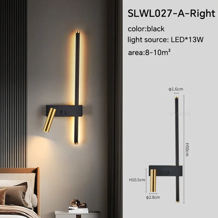 Modern Adjustable LED Wall Sconce – Wall Lamp for Bedroom, Living Room, Sofa, Background Lighting, Home Decor with Luster Finish