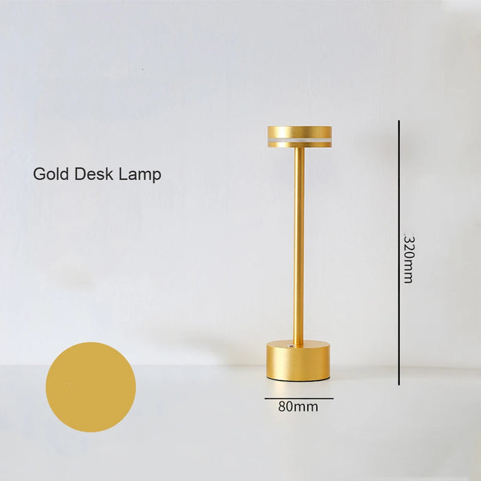 LED Desktop Table Lamp – USB Rechargeable, Touch Dimming Metal Night Light for Coffee Bars, Restaurants, and Bedside Reading