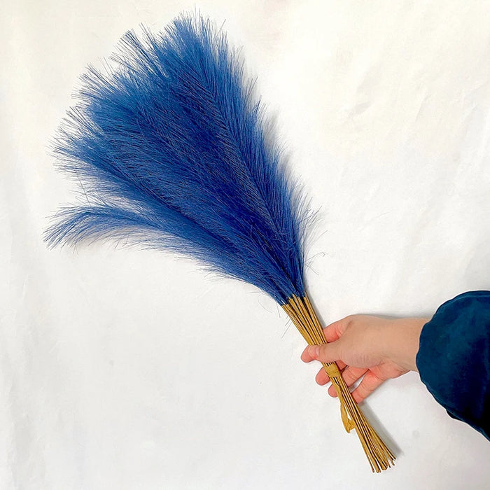 10pcs Artificial Pampas Grass – Blue Fake Reed Flowers for Wedding, Home, Party, and Vase Decoration
