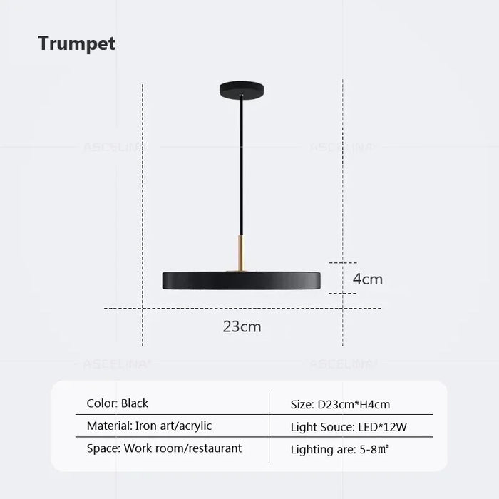 Modern LED Pendant Light – 23/30cm Disc Hanging Lamp for Bedroom, Living Room, Office, and Aisle – Dimmable LED Ceiling Light