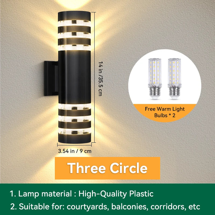 Outdoor Waterproof LED Wall Light – E27 Bulb, Up & Down Facade Lighting for Garden, Stairs, and Entrance